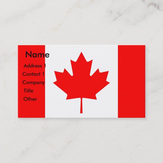Carte de visite avec drapeau du Canada (Devant)