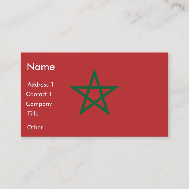 Carte de visite avec drapeau du Maroc (Devant)