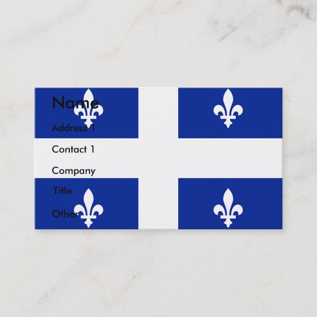 Carte de visite avec Drapeau du Québec, Canada (Devant)