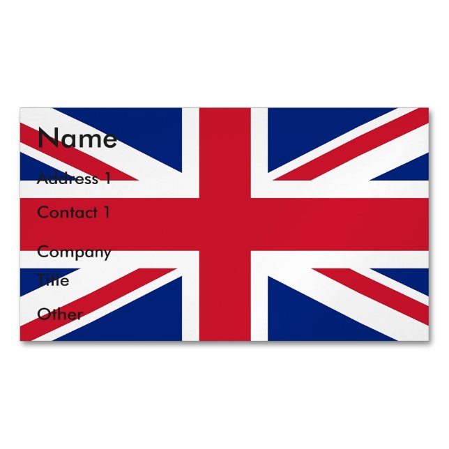 Carte de visite avec drapeau du Royaume-Uni (devant)