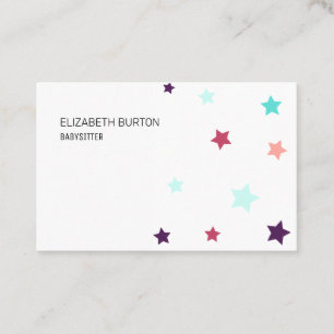 Carte de visite avec étoiles colorées.