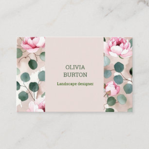 Carte de visite avec fond floral et nom