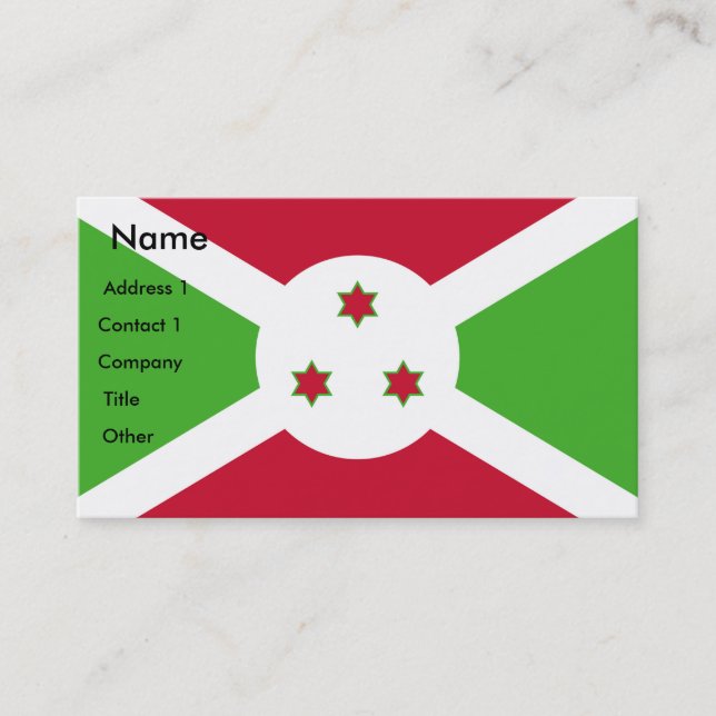 Carte de visite avec le drapeau du Burundi (Devant)