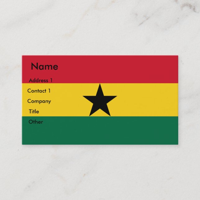 Carte de visite avec le drapeau du Ghana (Devant)
