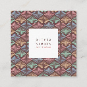 Carte de visite avec motif de coquillages rétro.