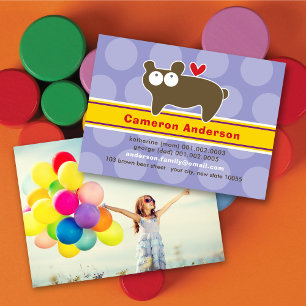 Carte de visite avec photo de profil d'un ours de