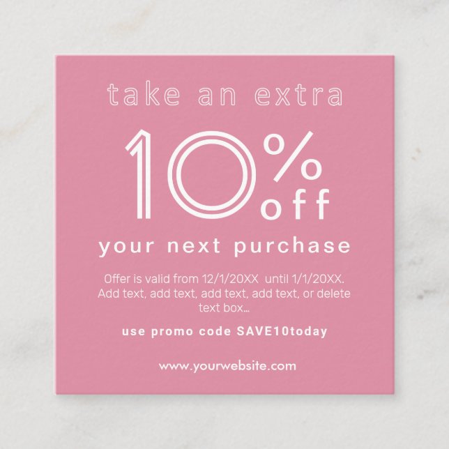 Carte de visite avec remise sur le prochain achat (Devant)