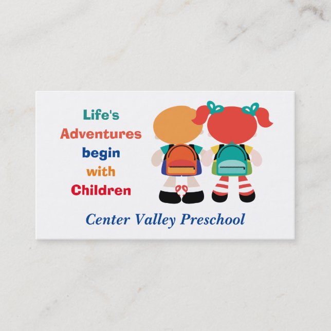 Carte De Visite Aventure de la vie avec des enfants préscolaires (Devant)