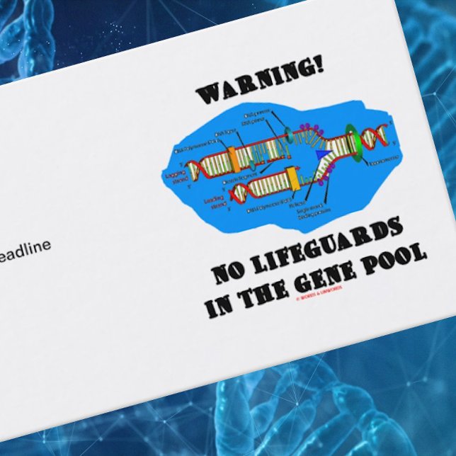 Carte De Visite Avertissement ! Aucuns maître nageurs dans le (Business card featuring DNA replication & funny gene pool/genetics advice saying)