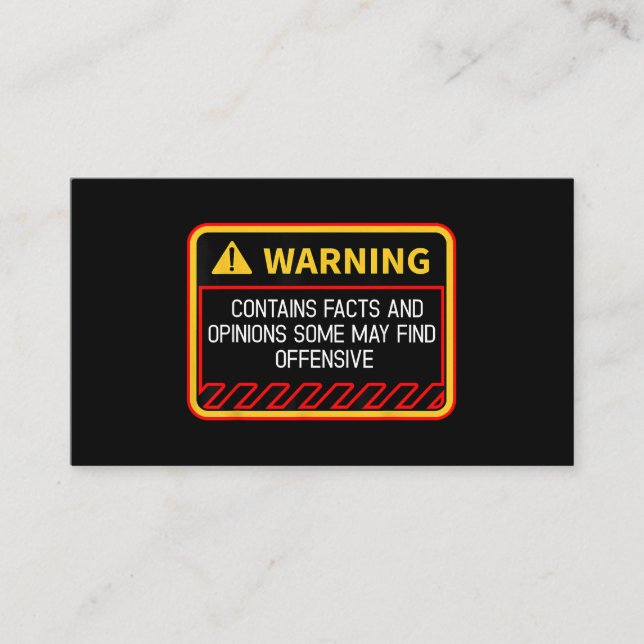 Carte De Visite Avertissement Contient Des Faits Peuvent Trouver U (Devant)