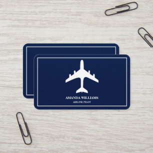 Carte De Visite Avion à réaction bleu blanc Compagnie aérienne Pil