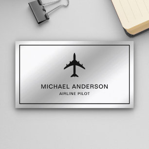 Carte De Visite Avion à réaction en acier métallique Avion pilote 