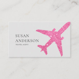 Carte De Visite Avion de Parties scintillant rose