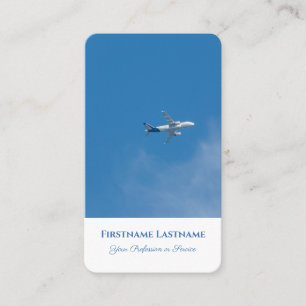 Carte De Visite Avion de vol de l'agent de voyage en vol bleu ciel