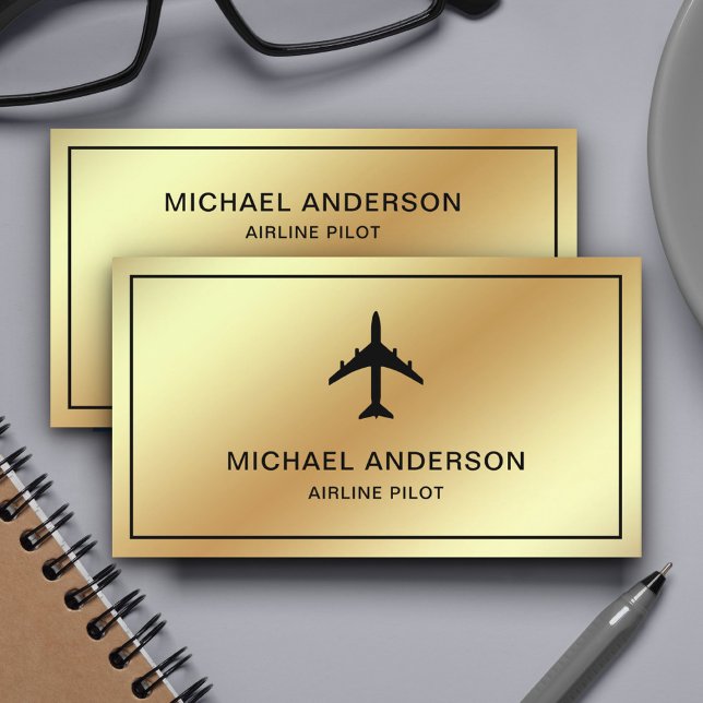 Carte De Visite Avion Faux Gold Foil Avion Avion pilote (Créateur téléchargé)