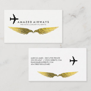 Carte De Visite Avion   Gold Foil Wings