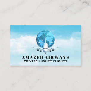 Carte De Visite Avion   Planète mondiale   Ciel nuageux