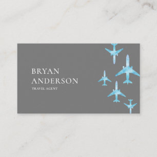 Carte De Visite Avions Blue Watercolor