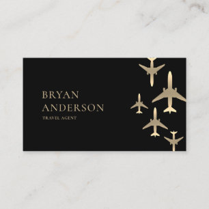 Carte De Visite Avions Gold de l'agent de voyages