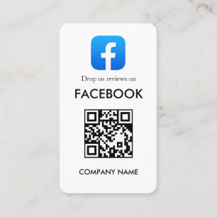 Carte De Visite Avis Facebook QR Minimal Style Blanc Entreprise