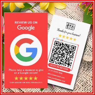 Carte De Visite Avis Google   Code QR rouge pour l'évaluation de v