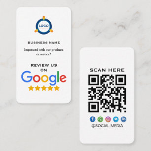 Carte De Visite Avis Google Moderne Avec Code QR 