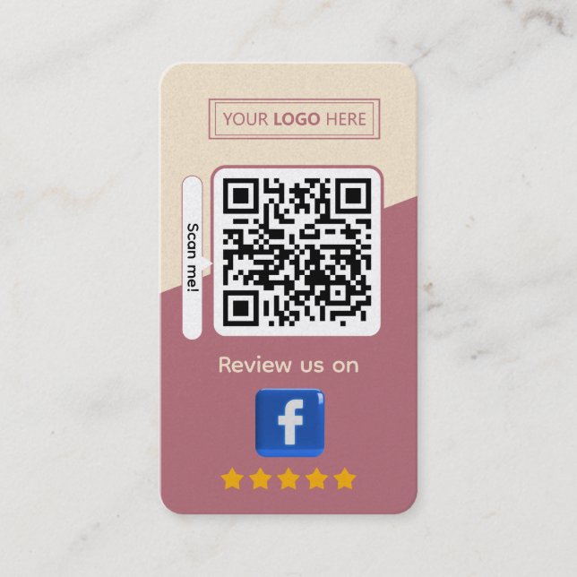 Carte De Visite Avis sur l'entreprise Facebook avec code QR (Devant)