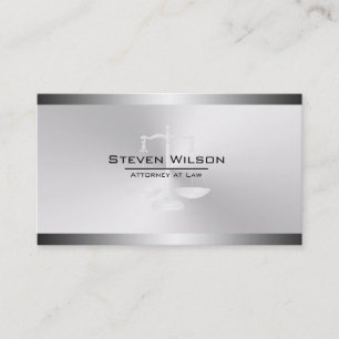 Carte De Visite Avocat à la loi Blanc et argent Acier à l'échelle