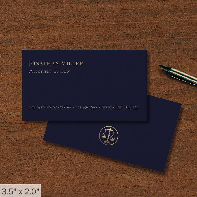 Carte De Visite Avocat à Law Marine Blue Gold Scales of Justice (Créateur téléchargé)