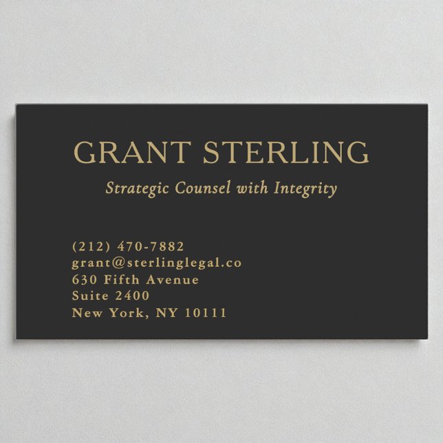 Carte De Visite Avocat à Law Minimal Black Gold Légal (Créateur téléchargé)