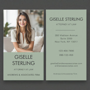 Carte De Visite Avocat à Law Sage Green Photo professionnelle