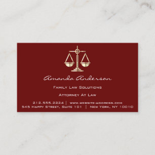 Carte De Visite Avocat à l'échelle or Burgundy Avocat sur mesure