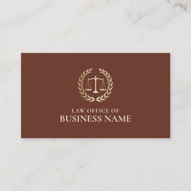Carte De Visite Avocat avocat Gold Échelle de justice Brick Red (Devant)