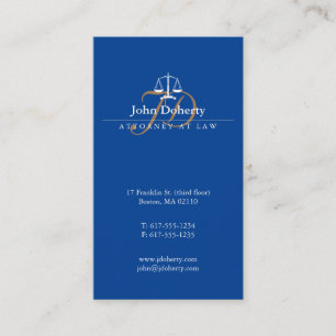 Carte De Visite Avocat bleu de la loi   Scales classiques de justi