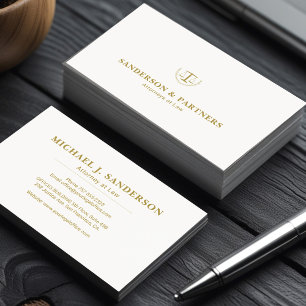 Carte De Visite Avocat classique luxe or blanc cabinet d'avocat