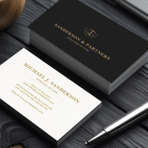 Carte De Visite Avocat classique luxe or noir cabinet d'avocat