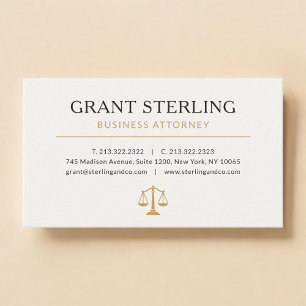 Carte De Visite Avocat d'affaires Neutre Beige Or