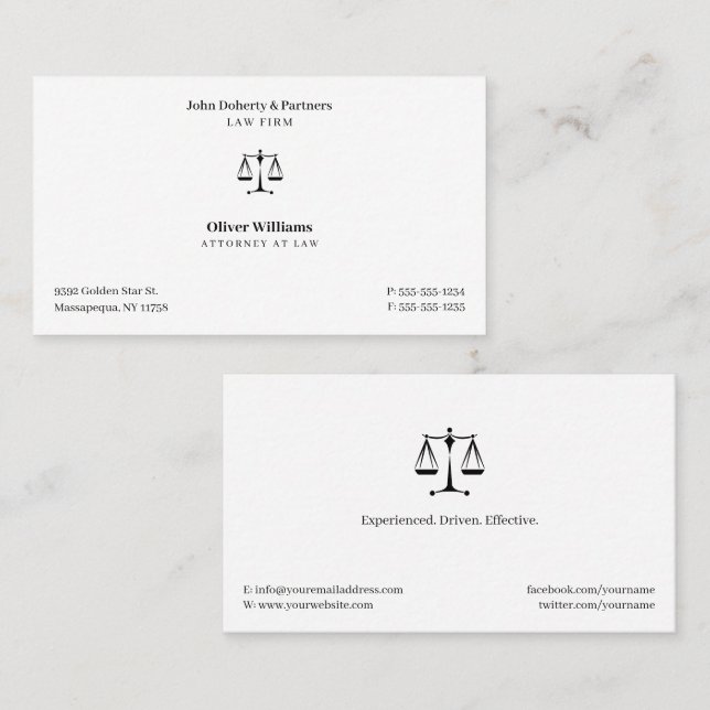 Carte De Visite Avocat de droit | Avocat (Devant / Derrière)