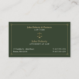 Carte De Visite Avocat de droit   Avocat Green Gold