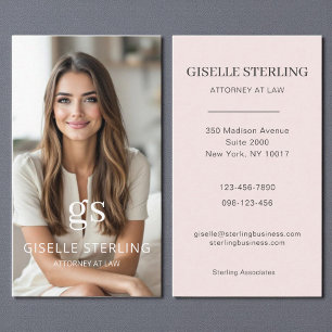 Carte De Visite Avocat de Droit Blush Pink Photo Professionnel