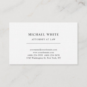 Carte De Visite Avocat de droit Linen Minimaliste Classique Pro