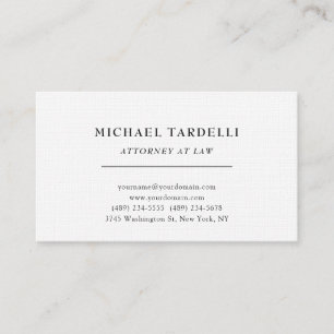 Carte De Visite Avocat de droit Linen Minimaliste Classique Pro