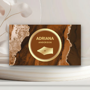 Carte De Visite Avocat de l'Agate de rouille Orange Procureur Gold