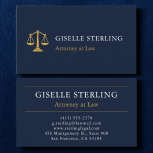 Carte De Visite Avocat Droit Bleu Marine Or