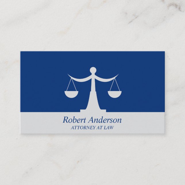 Carte De Visite Avocat élégant à Law Scales of Justice Blue (Devant)