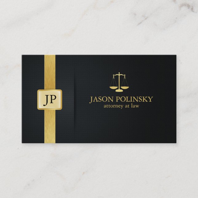 Carte De Visite Avocat élégant Black and Gold (Devant)