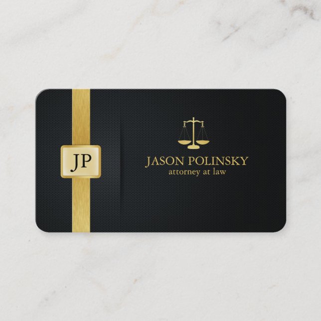 Carte De Visite Avocat élégant Black and Gold (Devant)