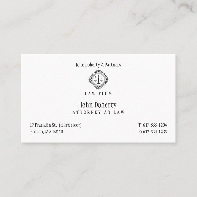 Carte De Visite Avocat élégant | Cabinet juridique (Devant)