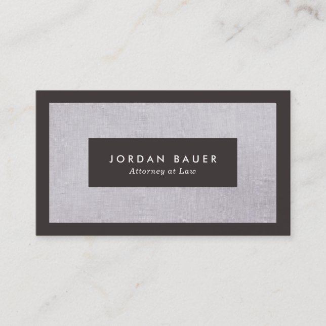 Carte De Visite Avocat élégant Grey Linen Professionnel (Devant)