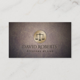 Carte De Visite Avocat en cuir chic d'échelle d'or d'avocat